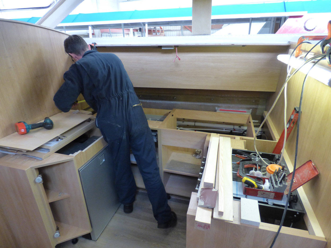 Entreprenuer galley being fitted