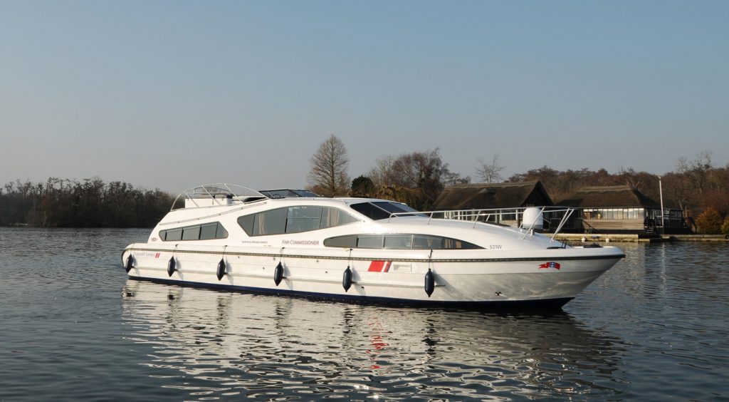 A cruiser being used for a norfolk broads boat hire